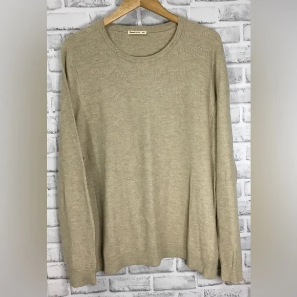 Marine Layer Mens Knit Beige Cotton Blend Crew Neck Sweater Size XXL - M400 - Picture 1 of 9